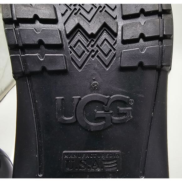 UGG Sienna Black Glossy Rain Rubber Boots Shearling Insole Made in USA Womens 10 - Picture 6 of 11